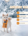 Ryoken Adventure Pork Bar for Dog Treat Information with white dog on background