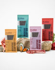 Ryoken Instinct Variety Pack Adventure Bar Pork Seafood Lamb Beef on White Background