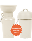 Springer Travel Dog Bottle Silicone Collapsible Bowl Flip in oat white