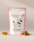 Gogoma PB Jubilee dog treat package with two treats on a beige background