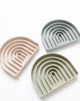 pupwell happy feeling silicone lick mats in rose dust, slate blue, Greige on white background