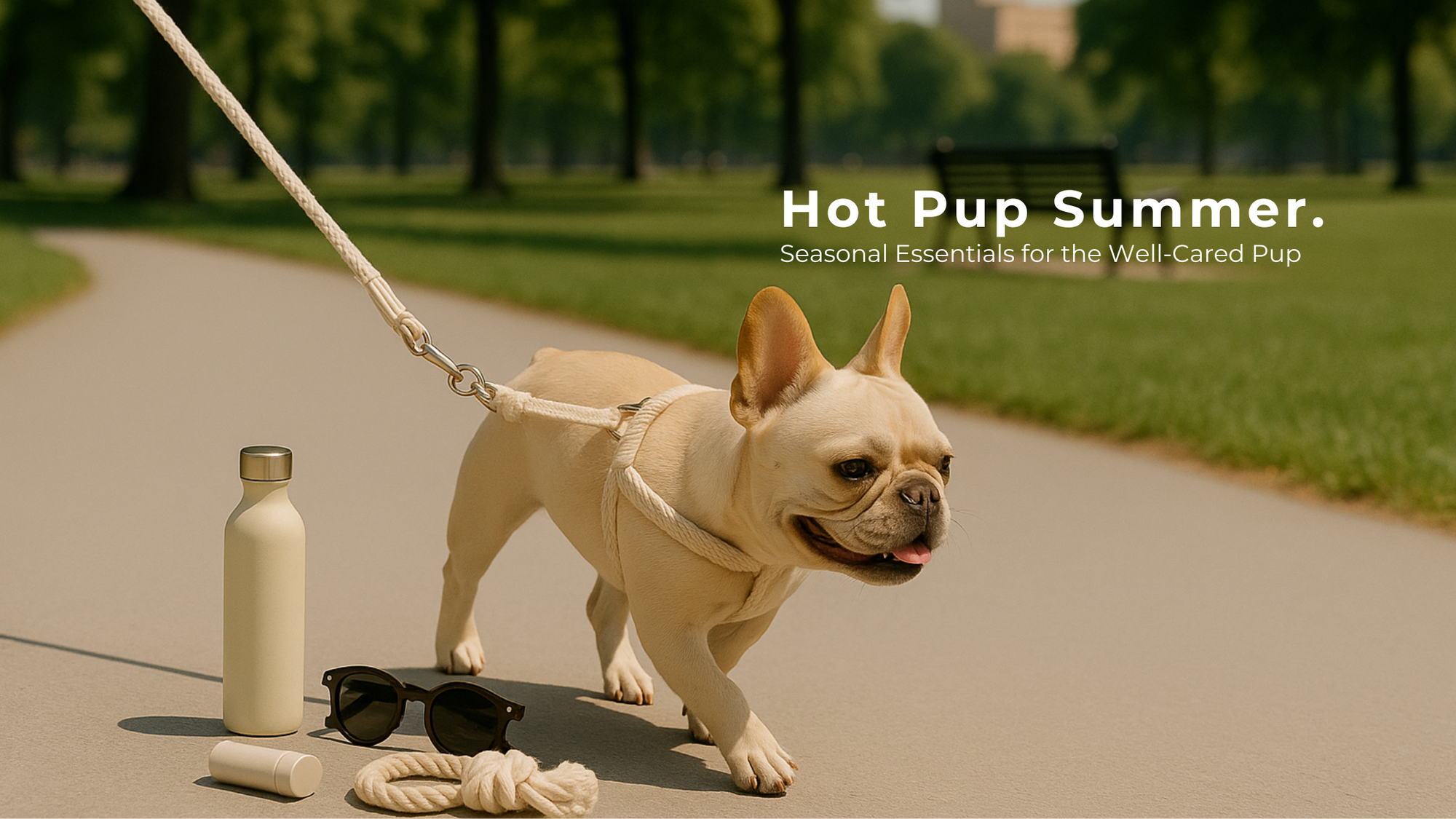 French Bull dog walk in the park banner for puppist