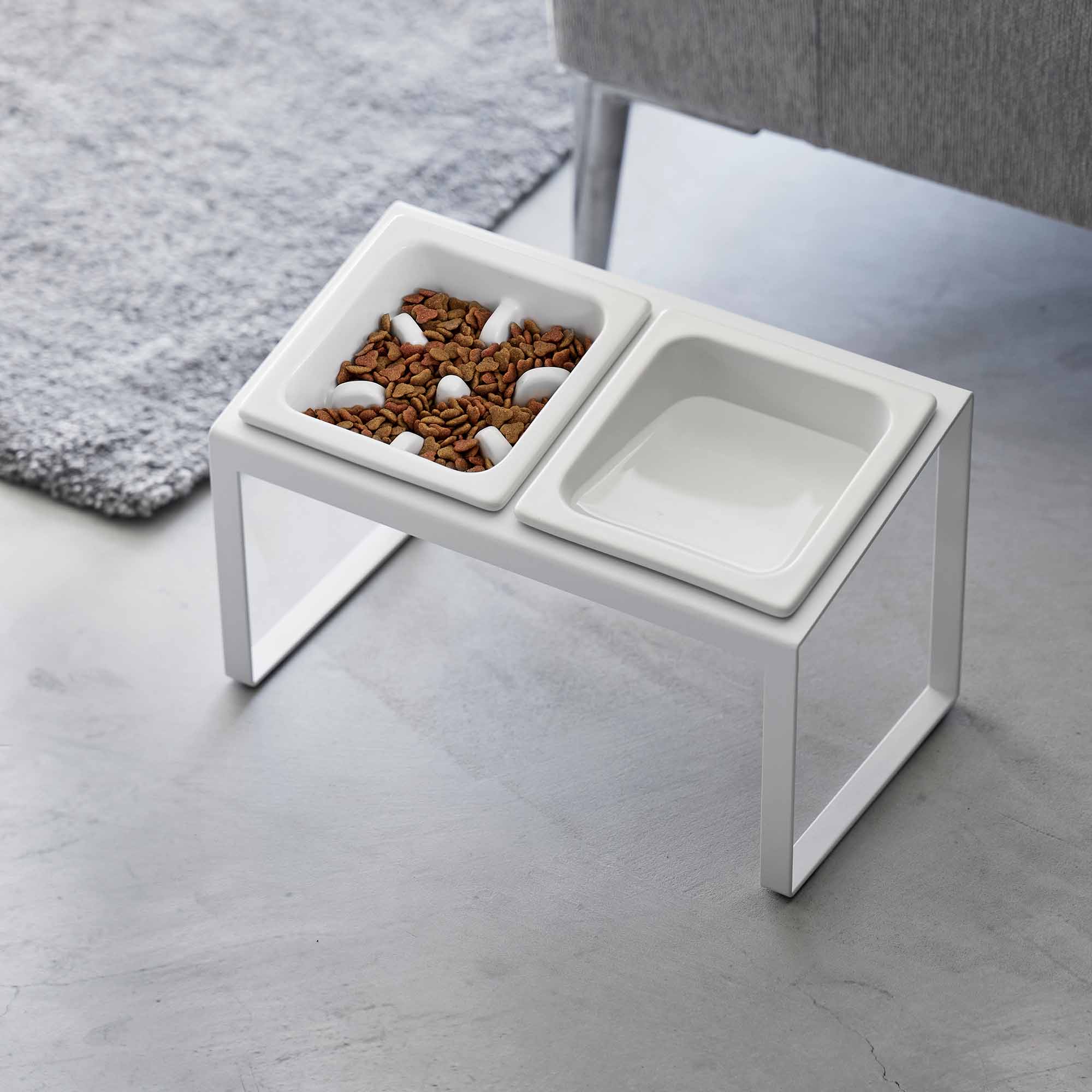 Yamazaki Home Slow Feeder Pet Bowl - Steel + Ceramic