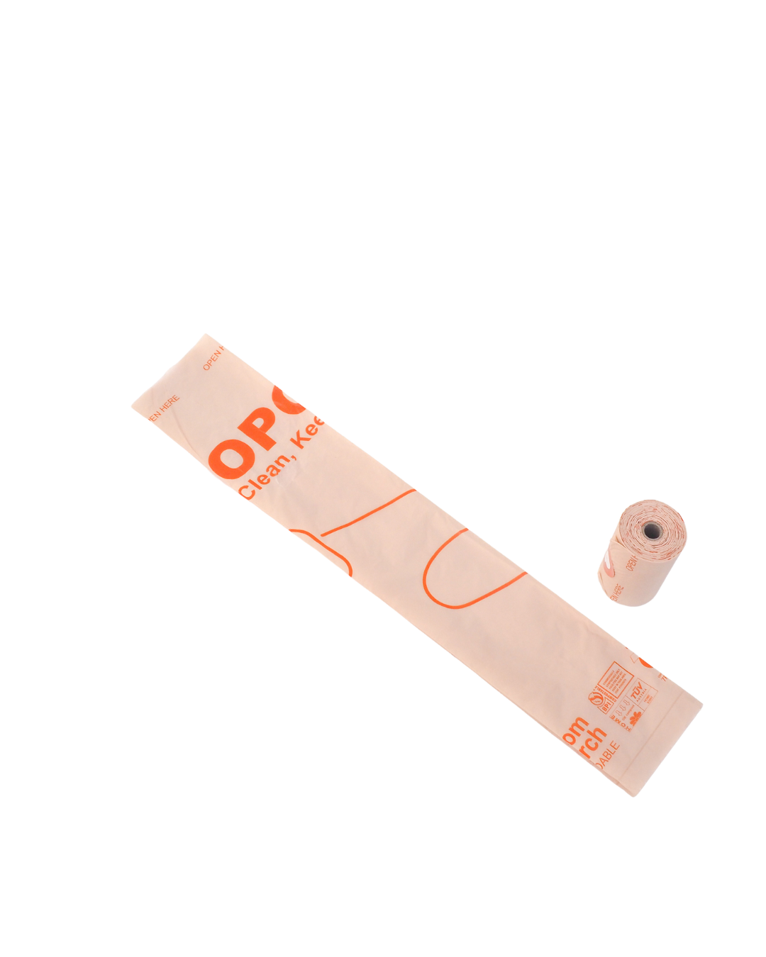 Biodegradable waste bag for dog brand Poopcorn orange color made from corn